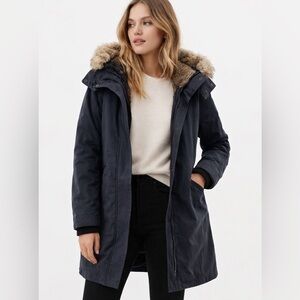 Aritzia Babaton Oskar Faux Fur Lined Hooded Parka - Navy